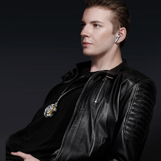 Recci Angle-Wing Necklace In-ear Bluetooth Handsfree Earphones with Charging Case Silver view 7