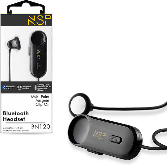 NSP BN120 Earbud Bluetooth Handsfree Earphone Lapel Black view 1