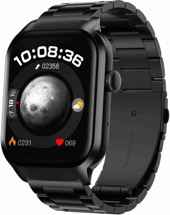 2,01 Inch Three-bead Steel Strap Bluetooth Call Smart Watch Support Heart Rate Monitoring Non-invasive Blood Sugar Black