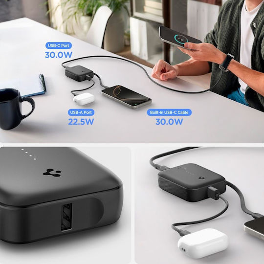 Spigen EA3010BT Power Bank 10000mAh 30W with USB-A Port and USB-C Port Black view 2