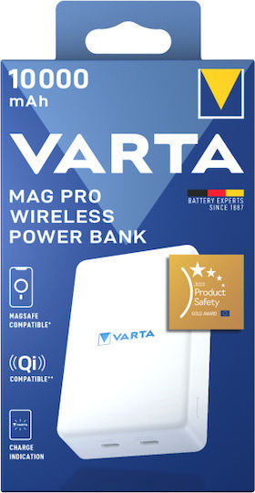 Varta Mag Pro MagSafe Power Bank 10000mAh 20W with 2 USB-C Ports Power Delivery White