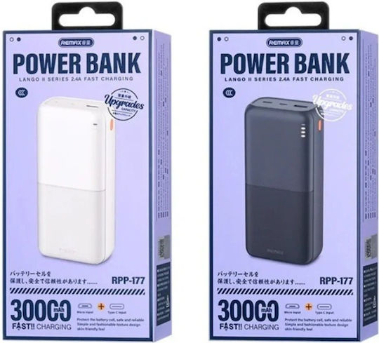 Remax RPP-177 Power Bank 30000mAh with USB-A Port and 2 USB-C Ports Black view 4