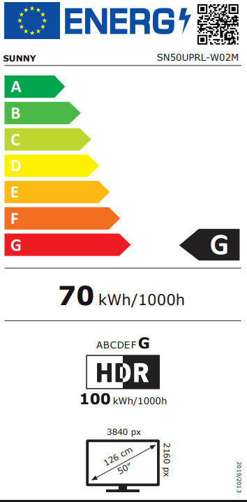 Sunny Smart TV 50" 4K UHD LED SN50UPRL HDR (2025) view 2
