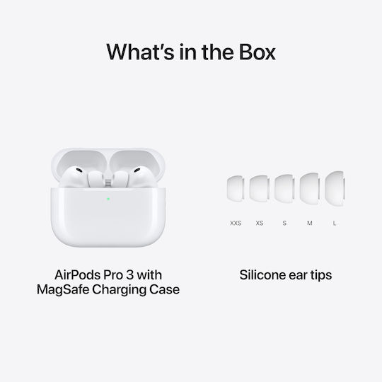 Apple AirPods Pro 3 In-ear Bluetooth Handsfree Earphones with Sweat Resistance and Charging Case White view 8