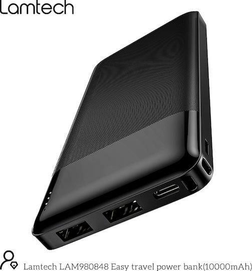Lamtech Power Bank 10000mAh with 2 USB-A Ports Black view 3