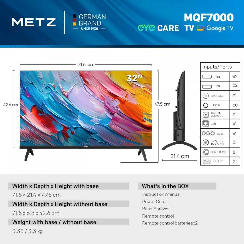 Metz Smart Television 32" HD Ready QLED 32MQF7000Z HDR (2025) vue 7