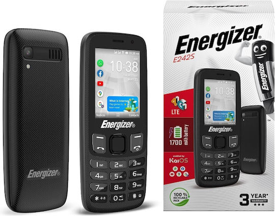 Energizer E242S Dual SIM (512MB/4GB) Mobile Phone with Buttons Black view 4