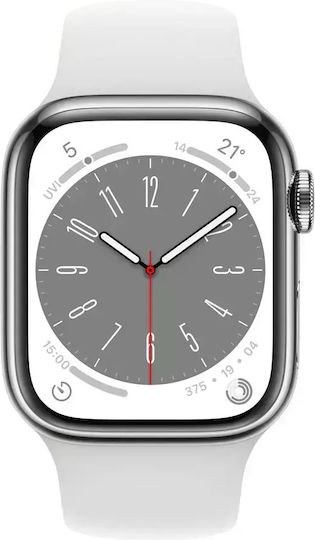 Apple Watch Series 8 Cellular Stainless Steel 41mm Waterproof with eSIM and Heart Rate Monitor (Graphite with Midnight Sport Band) view 2
