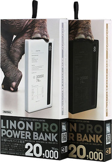 Remax Linon Pro RPP-73 Power Bank 20000mAh with 2 USB-A Ports Black view 2