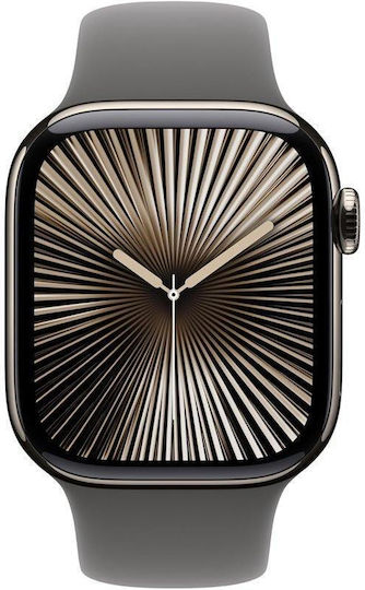 Apple Watch Series 10 Cellular Titanium 42mm Waterproof with eSIM and Heart Rate Monitor (Natural Titanium Case With Stone Grey Sport Band) view 2
