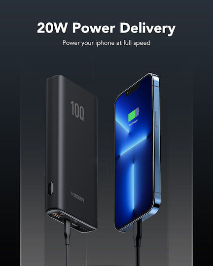 Veger T100 Power Bank 20000mAh 100W with USB-A Port and 2 USB-C Ports Power Delivery Black view 2