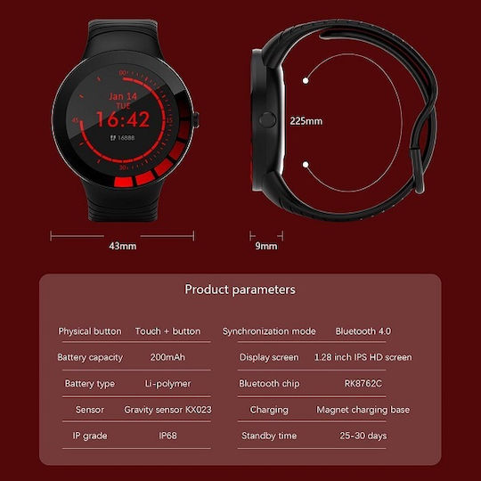 E3 Smartwatch with Heart Rate Monitor (Black) view 8