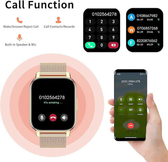Popglory P66 Smartwatch with Heart Rate Monitor (Rose Gold / Pink) view 2