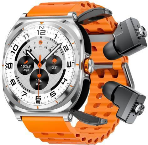 Smartwatch Hamtod Gt98 Headphones Smart Watch 1.53 Inch Support Bluetooth Call Nfc Heart Rate Silver Orange