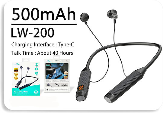 Leewello LW-200 In-ear Bluetooth Handsfree Earphones with Sweat Resistance Black vue 3