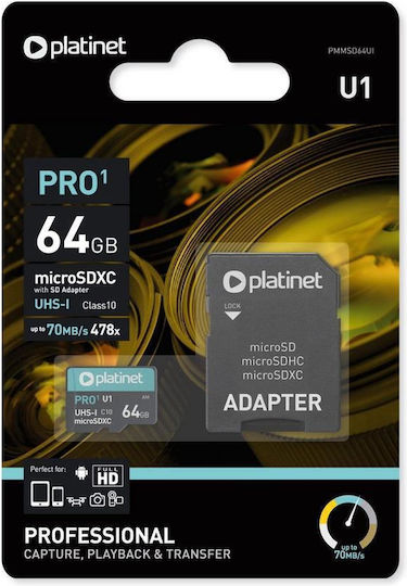 Platinet microSDXC 64GB Class 10 U1 V10 UHS-I view 3
