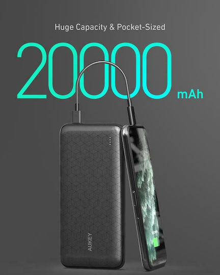Aukey PB-N93 Power Bank 20000mAh with 2 USB-A Ports and USB-C Port Black view 2