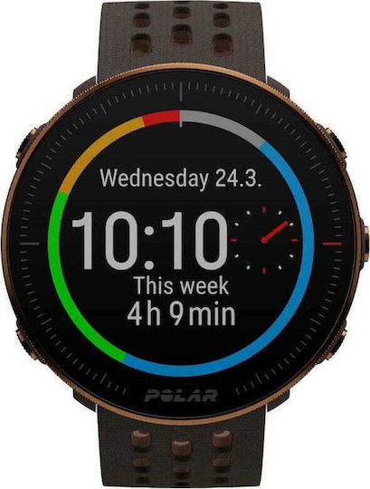 Polar Vantage M2 Aluminium 46mm Waterproof Smartwatch with Heart Rate Monitor (Black with Black/Brown Strap) view 1