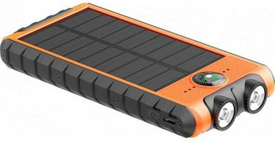 BigBen Connected Solar Power Bank 10000mAh with 2 USB-A Ports and USB-C Port Orange view 3