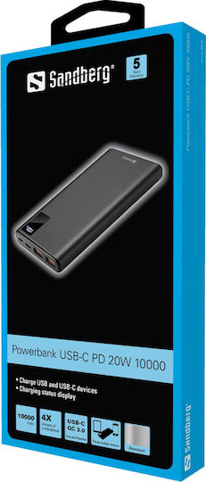 Sandberg 420-58 Power Bank 10000mAh 20W with 2 USB-A Ports and USB-C Port Power Delivery / Quick Charge 3.0 Black view 2