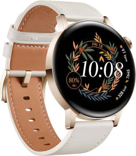 Huawei Watch GT 3 Elegant Stainless Steel 42mm Waterproof with Heart Rate Monitor (White) view 2