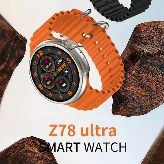 Nubi Z78 Ultra Smartwatch Bluetooth Talk Heart Rate Calories Blood Pressure Remote Camera Nfc Ai Voice Assistant Orange view 2