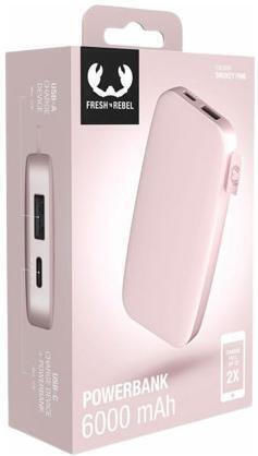 Fresh 'n Rebel Power Bank 6000mAh with USB-A Port and USB-C Port Smokey Pink view 2