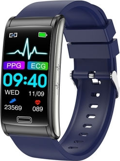 E600 1.47 Inch Color Screen Smart Watch Silicone Strap Support Heart Rate Monitoring Blood Pressure Monitoring Blue view 1