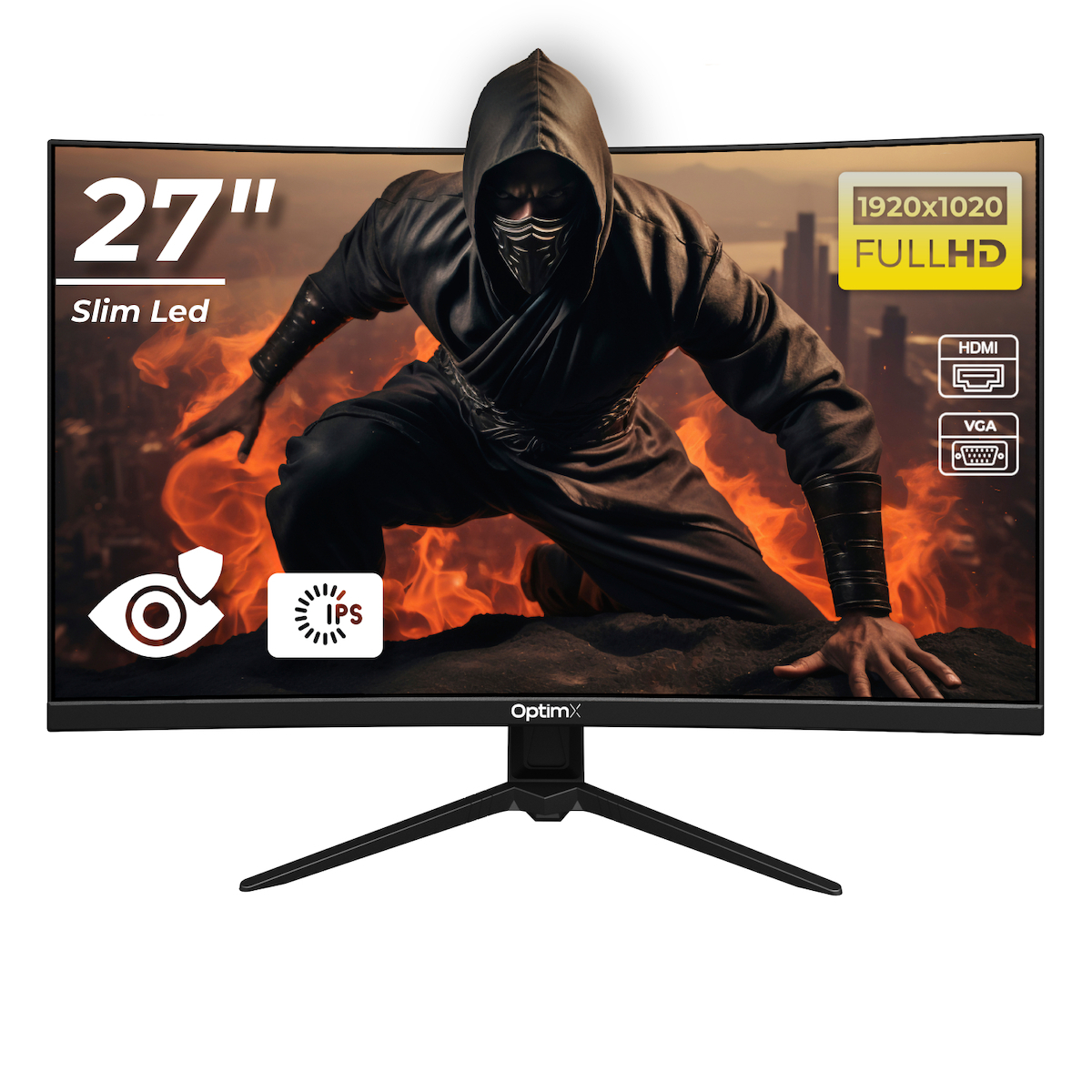 OptimX MT27Y IPS Curved Gaming Monitor 27" FHD 1920x1080 with Response Time 4ms GTG Silver view 1