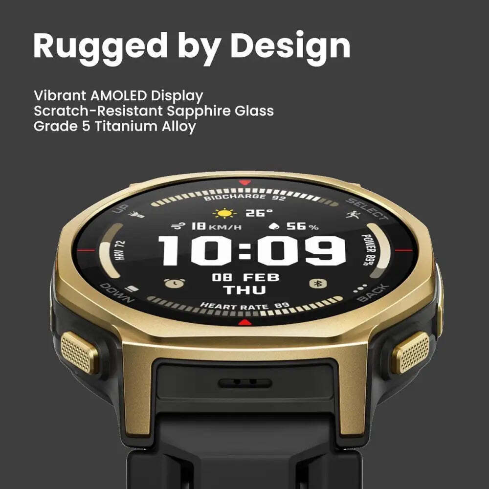 Amazfit T-Rex 3 Pro Titanium 44mm Waterproof Smartwatch (Black / Gold) view 6