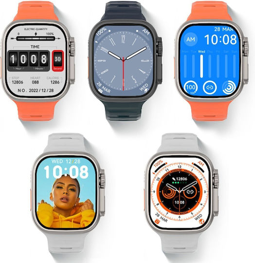 DT NO.1 DT8 Ultra Aluminium 43mm Smartwatch with Heart Rate Monitor (Black Case / Black Silicone Strap) view 7