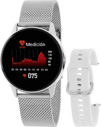 Marea B58008 39mm Smartwatch with Heart Rate Monitor (Rose Gold & White Silicone Strap) view 1
