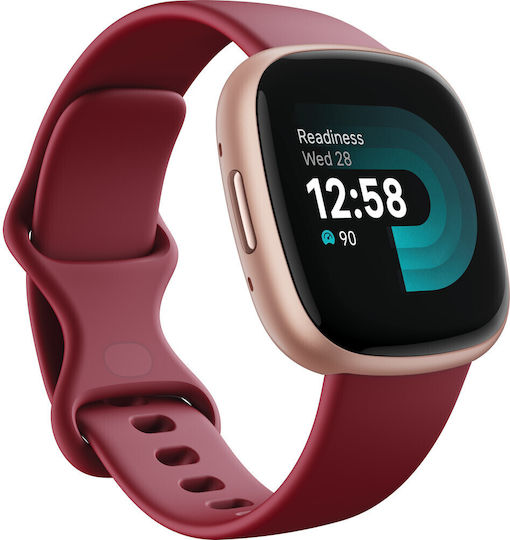 Fitbit Versa 4 Aluminium 41mm Waterproof Smartwatch with Heart Rate Monitor (Beet Rose) view 1