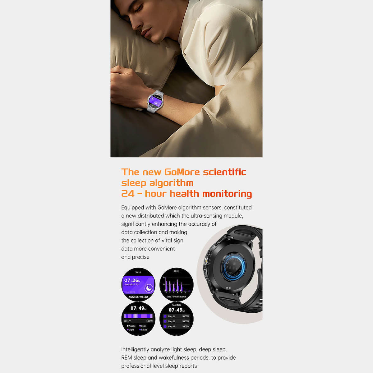 Microwear KT88 Smartwatch with Heart Rate Monitor (Grey Silicone) view 5