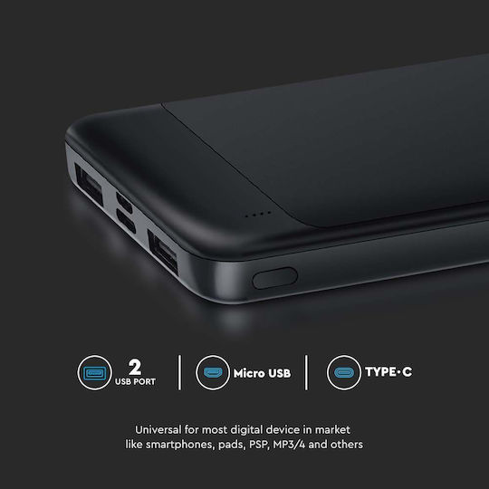 V-TAC 7833 Power Bank 10000mAh with USB-A Port and USB-C Port Black view 7