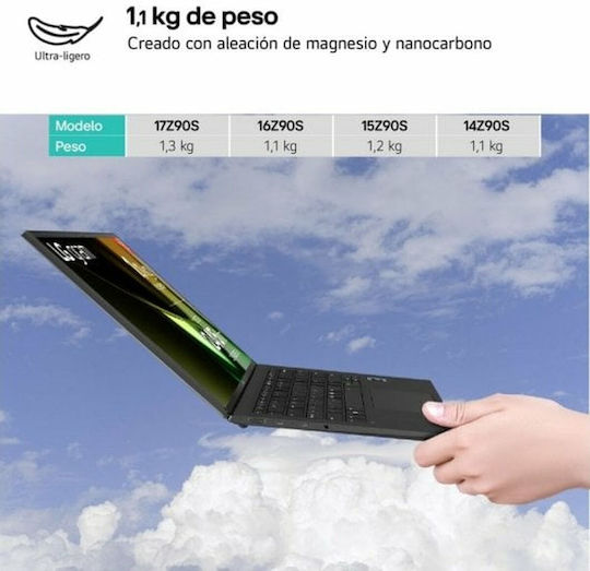 Laptop LG 16Z90S-G.AD76B 16" IPS UHD (Ultra 7-155H/32GB/512GB SSD/W11 Home) (ES Keyboard) vue 3