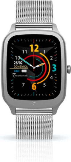 Techmade Vision Smartwatch with Heart Rate Monitor (Silver Metal)