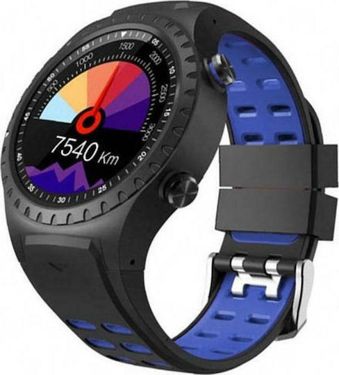 DAS.4 SG12 Stainless Steel 48mm Smartwatch with Heart Rate Monitor (Black / Blue)