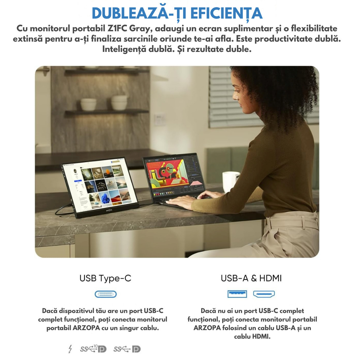 Qova Z1FC HDR Portable Monitor 16.1" FHD 1920x1080 144Hz Gray view 7