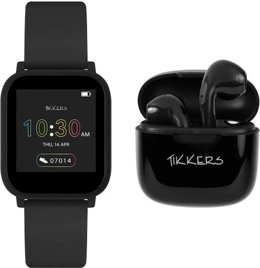 Tikkers 36mm Smartwatch with Heart Rate Monitor (Black) view 1
