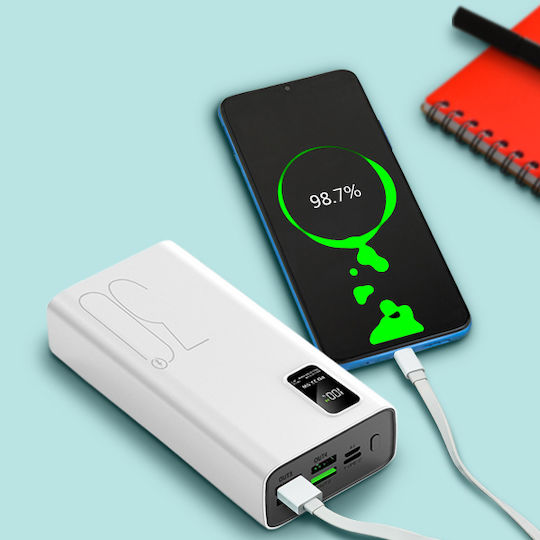 ET-Q8 Power Bank 30000mAh 22.5W with 4 USB-A Ports and USB-C Port Power Delivery White view 3