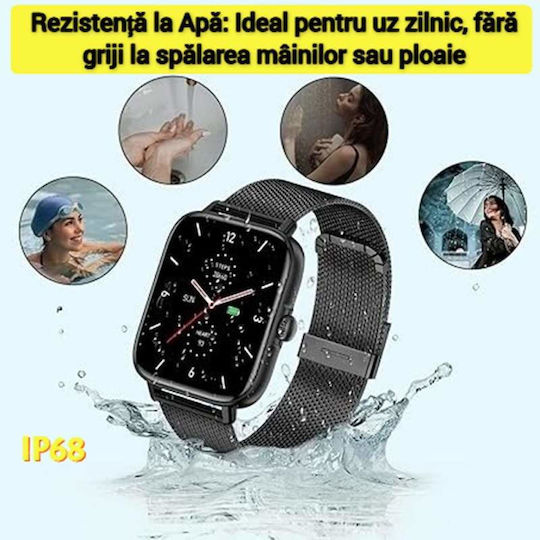 Smartwatch with Heart Rate Monitor (Black) vista 5