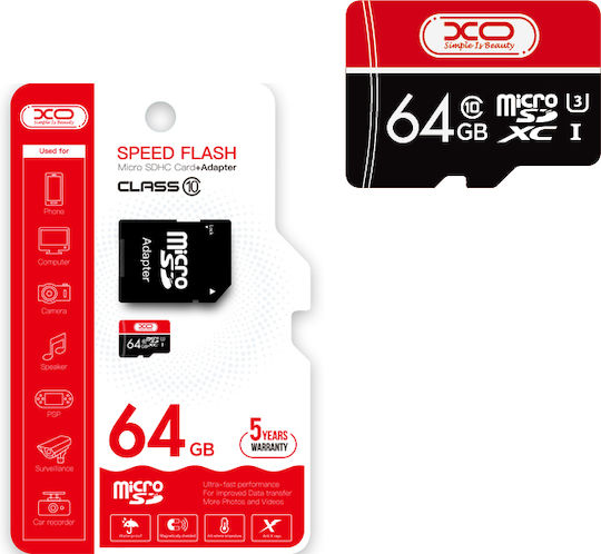 XO Speed Flash microSDXC 64GB U3 UHS-I 75MB/s With Adapter