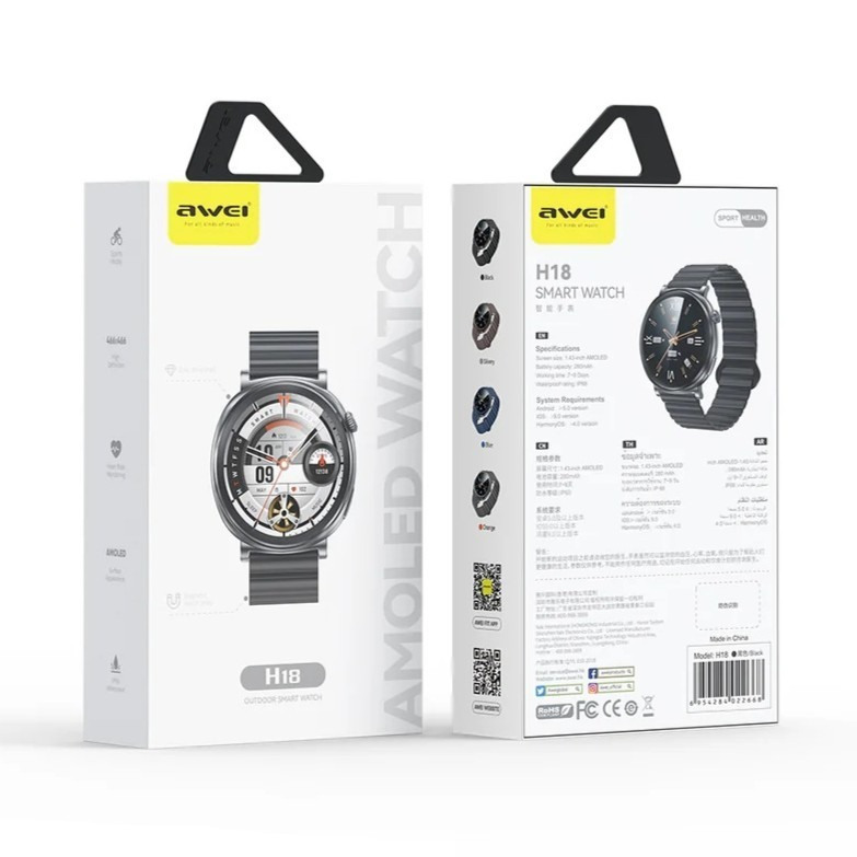 Awei H18 Smartwatch with Heart Rate Monitor (Black) view 2