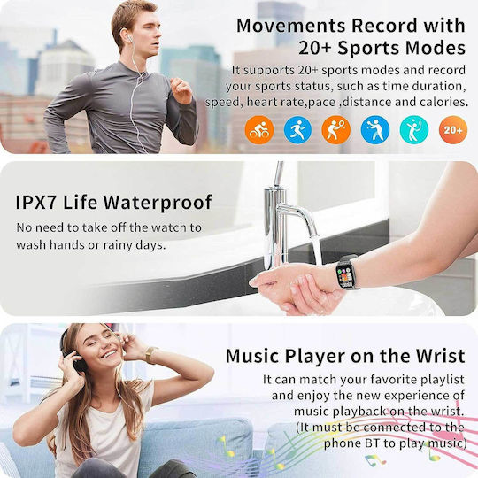 Popglory P66 Smartwatch with Heart Rate Monitor (Black) vue 6