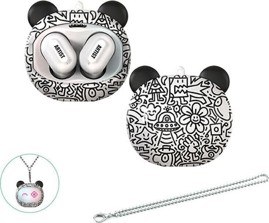 T-Phox TWS Artist Face Changing In-ear Bluetooth Handsfree Earphones with Charging Case White view 3