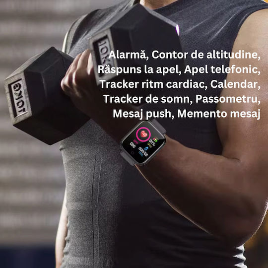 Smartwatch Fitness Bracelet D&k Call Sms Social Media Notifications Physical Activity Monitoring Sleep Heart Rate Pedometer Music Player Black view 2