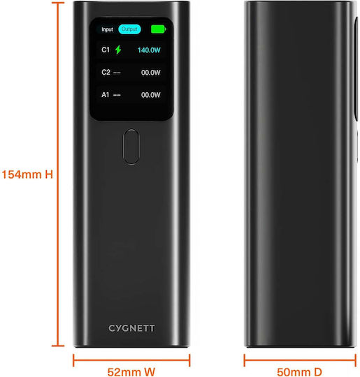 Cygnett Power Bank 27000mAh 148W With USB-A Output Port And 2 USB-C Output Ports Black view 3