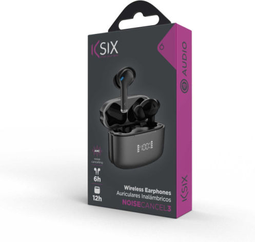 Ksix Noise Cancel 3 In-ear Bluetooth Handsfree Earphones with Charging Case Black view 2