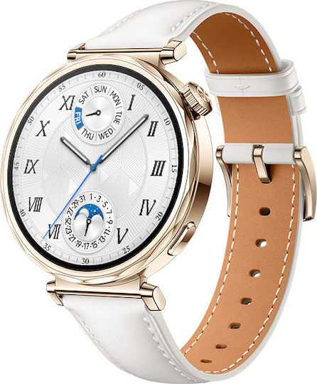 Huawei Watch GT 5 41mm Waterproof with Heart Rate Monitor (White Leather Strap) view 2